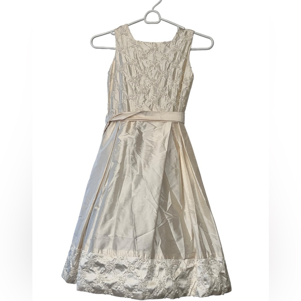 Vtg Susanne Lively designs ivory 100% silk pearl beaded dress sz 7